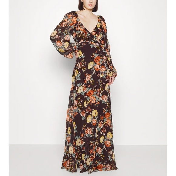 Veronica Beard Maxi Silk Floral Long-Sleeve Avani Dress - Picture 1 of 8